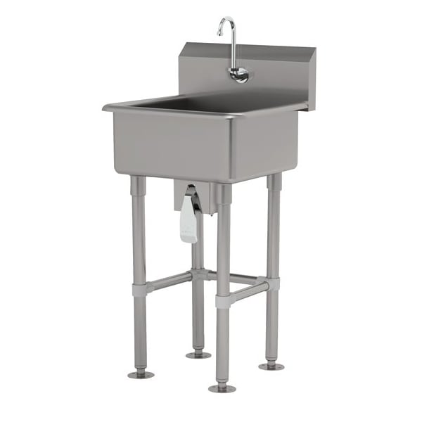 12 Deep NSF 16 Ga. 304 SS Floor Mt Sink - Knee Operated Faucet